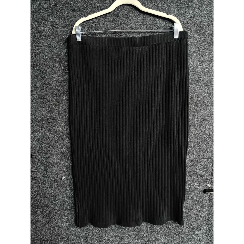 Old Navy Black Ribbed Knit Elastic Waist Bodycon Midi Skirt Size XL